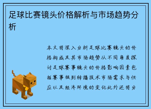 足球比赛镜头价格解析与市场趋势分析